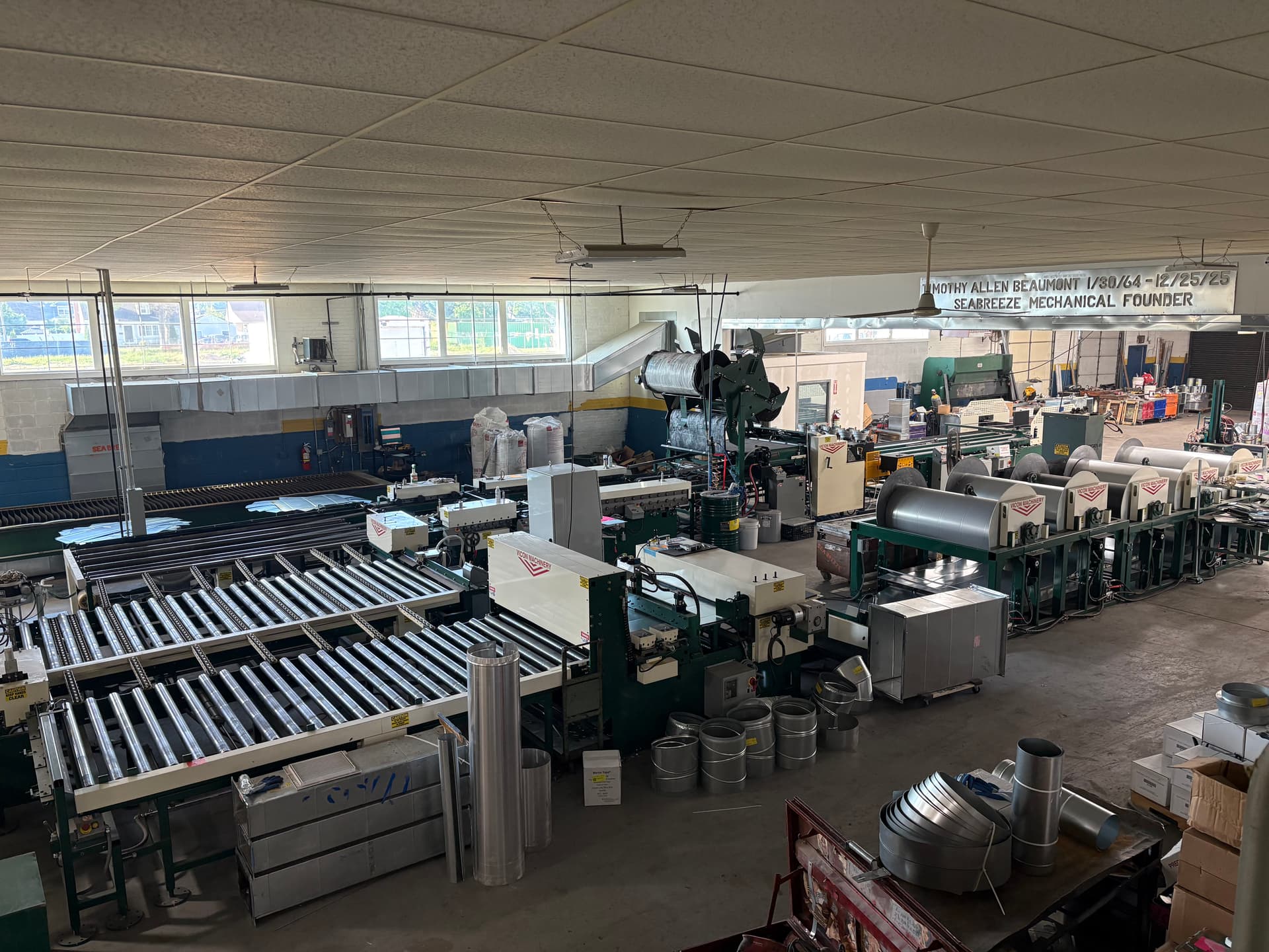 Seabreeze Mechanical Corp. coil line and fabrication floor, Copiague NY